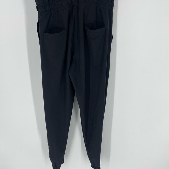 ALBION FIT Short Sleeve Jumpsuit Ankle Zip Elastic Waist Black - Picture 7 of 7